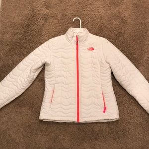 White and pink north face